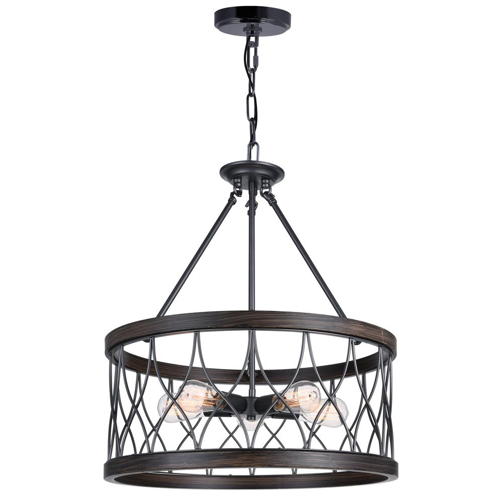 Amazon 5 Light Drum Shade Chandelier With Gun Metal Finish. Picture 1