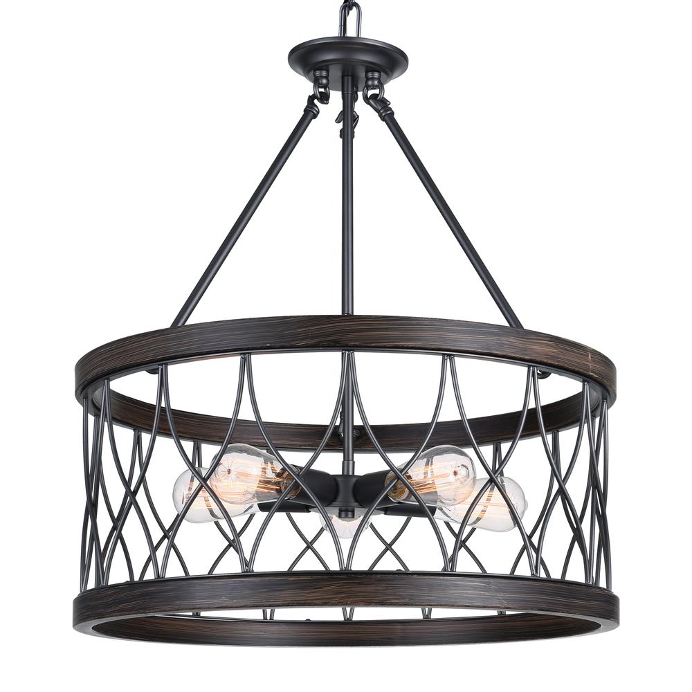 Amazon 5 Light Drum Shade Chandelier With Gun Metal Finish. Picture 3