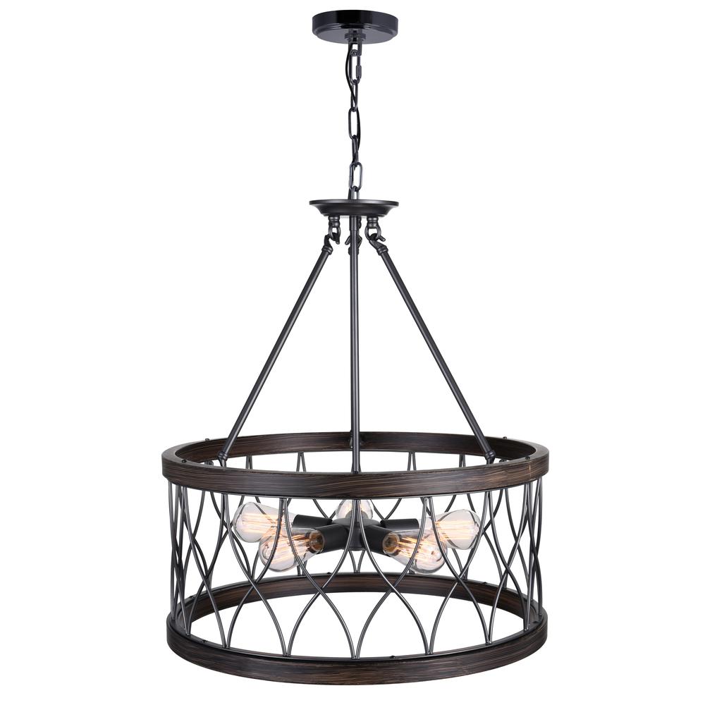 Amazon 5 Light Drum Shade Chandelier With Gun Metal Finish. Picture 4