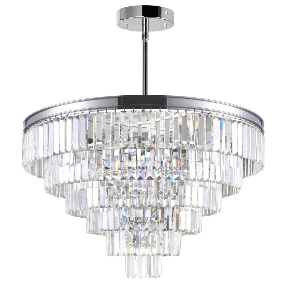Weiss 15 Light Down Chandelier With Chrome Finish. Picture 1