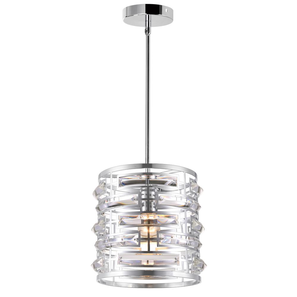Petia 1 Light Drum Shade Mini Chandelier With Chrome Finish. Picture 1
