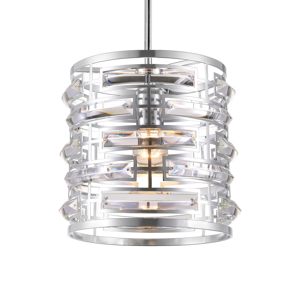 Petia 1 Light Drum Shade Mini Chandelier With Chrome Finish. Picture 2