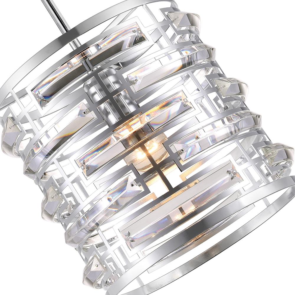 Petia 1 Light Drum Shade Mini Chandelier With Chrome Finish. Picture 3