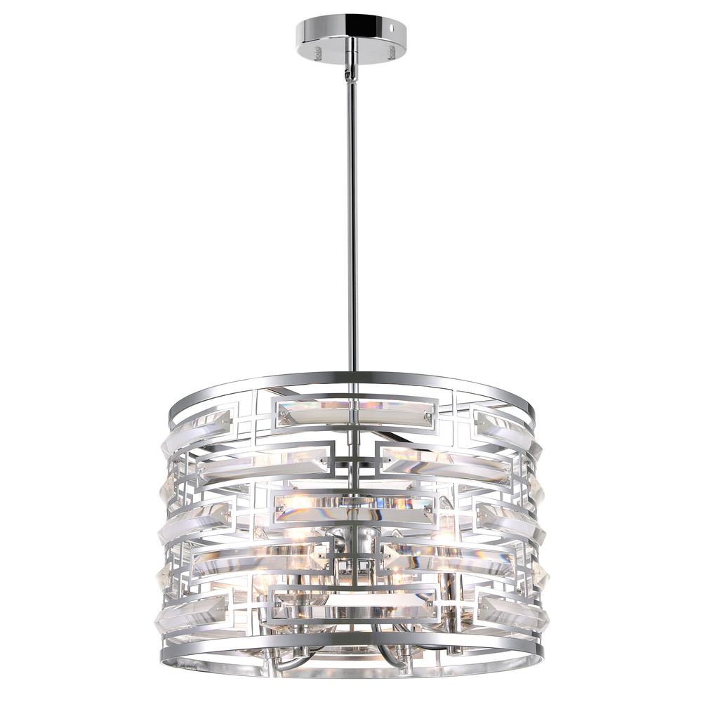 Petia 4 Light Drum Shade Chandelier With Chrome Finish. Picture 1