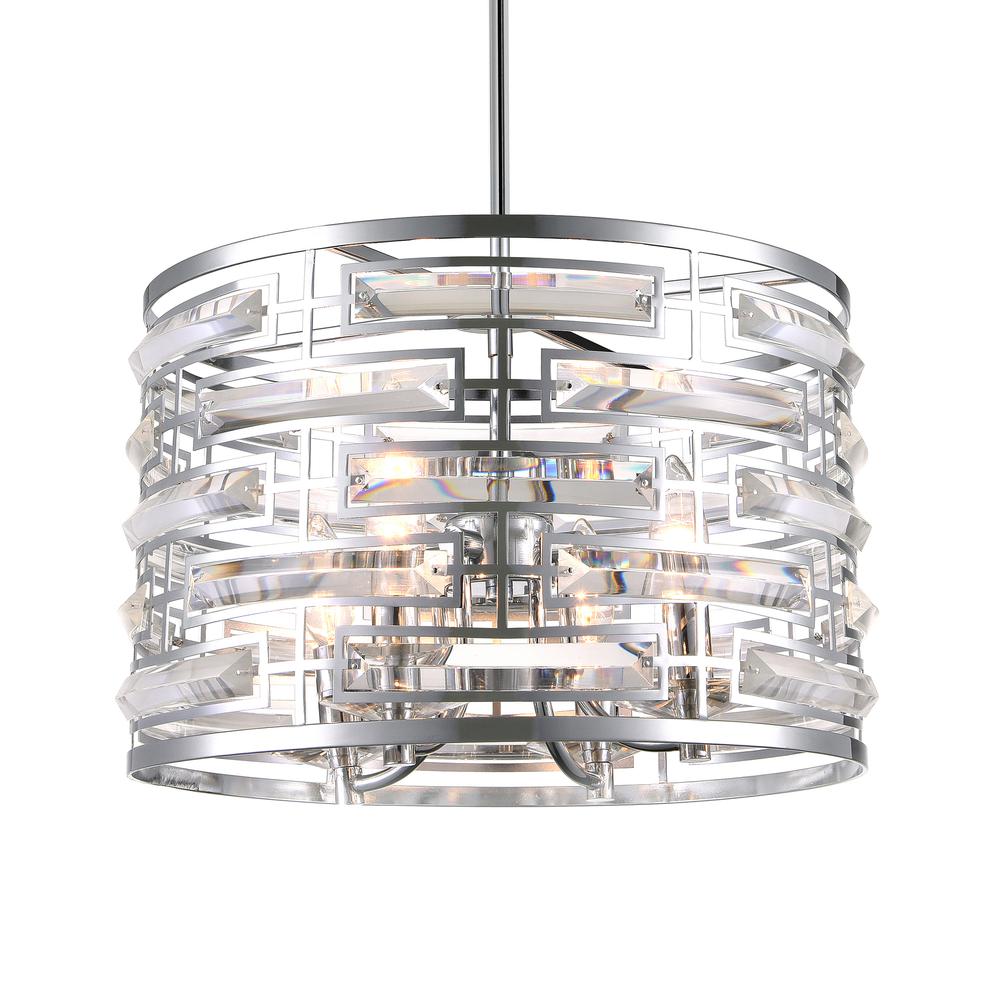 Petia 4 Light Drum Shade Chandelier With Chrome Finish. Picture 2