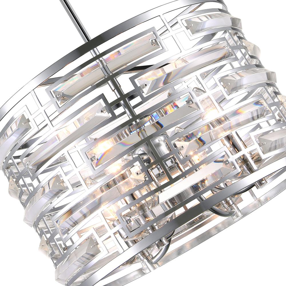 Petia 4 Light Drum Shade Chandelier With Chrome Finish. Picture 5