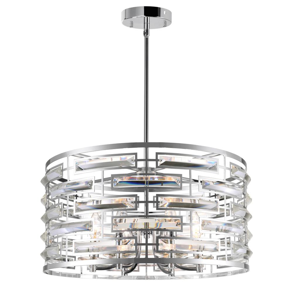 Petia 6 Light Drum Shade Chandelier With Chrome Finish. Picture 1