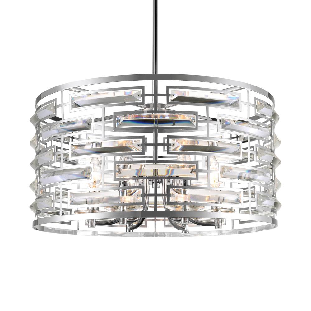 Petia 6 Light Drum Shade Chandelier With Chrome Finish. Picture 2
