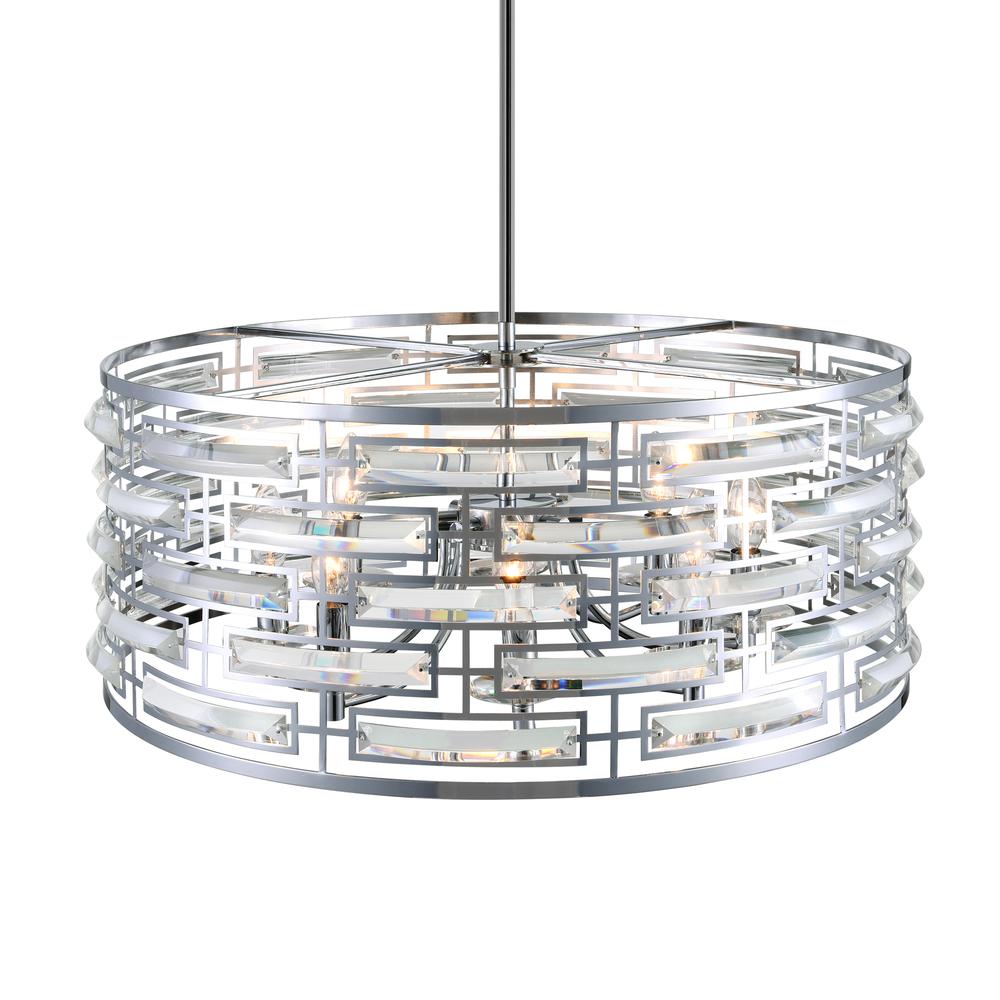 Petia 6 Light Drum Shade Chandelier With Chrome Finish. Picture 3