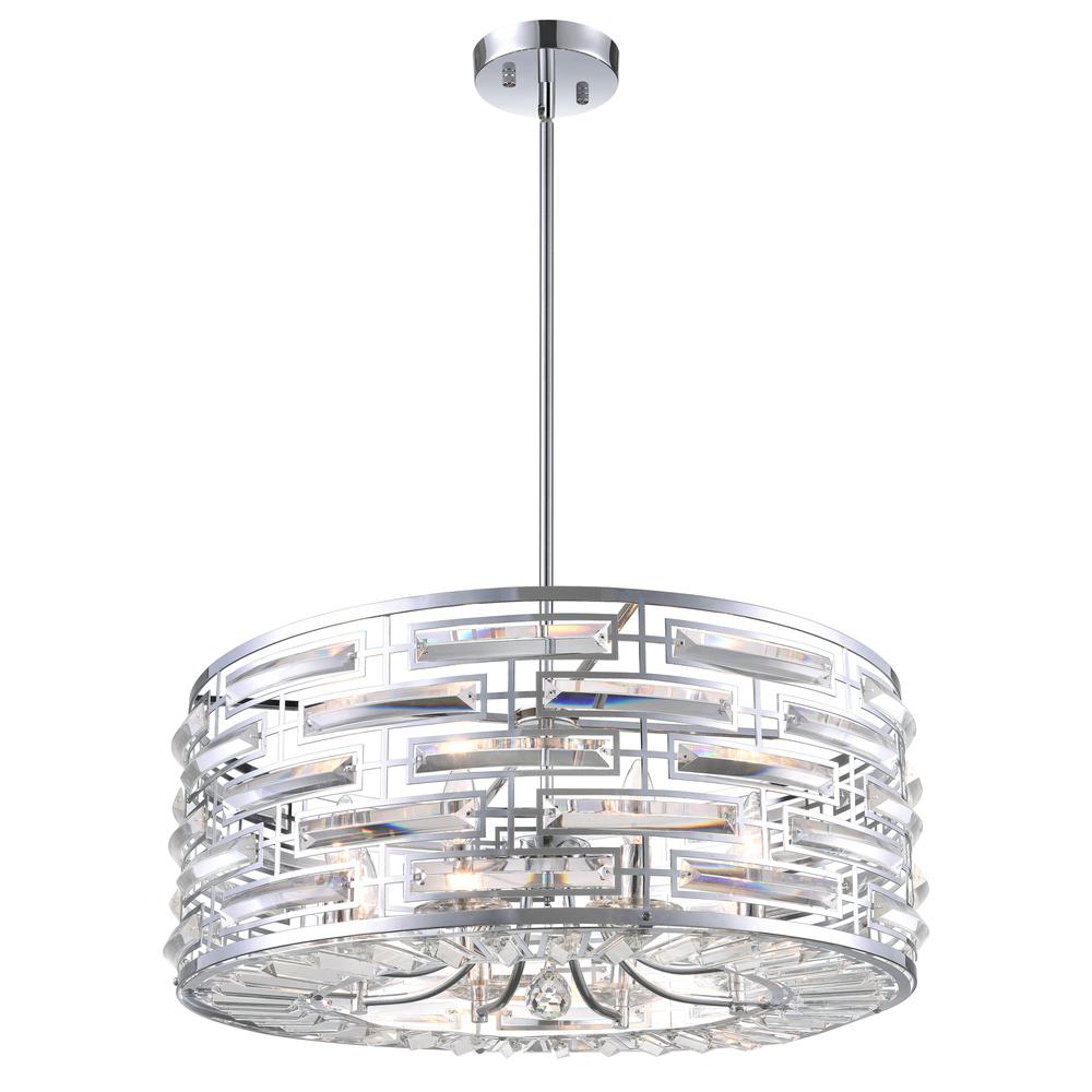 Petia 8 Light Drum Shade Chandelier With Chrome Finish. Picture 7