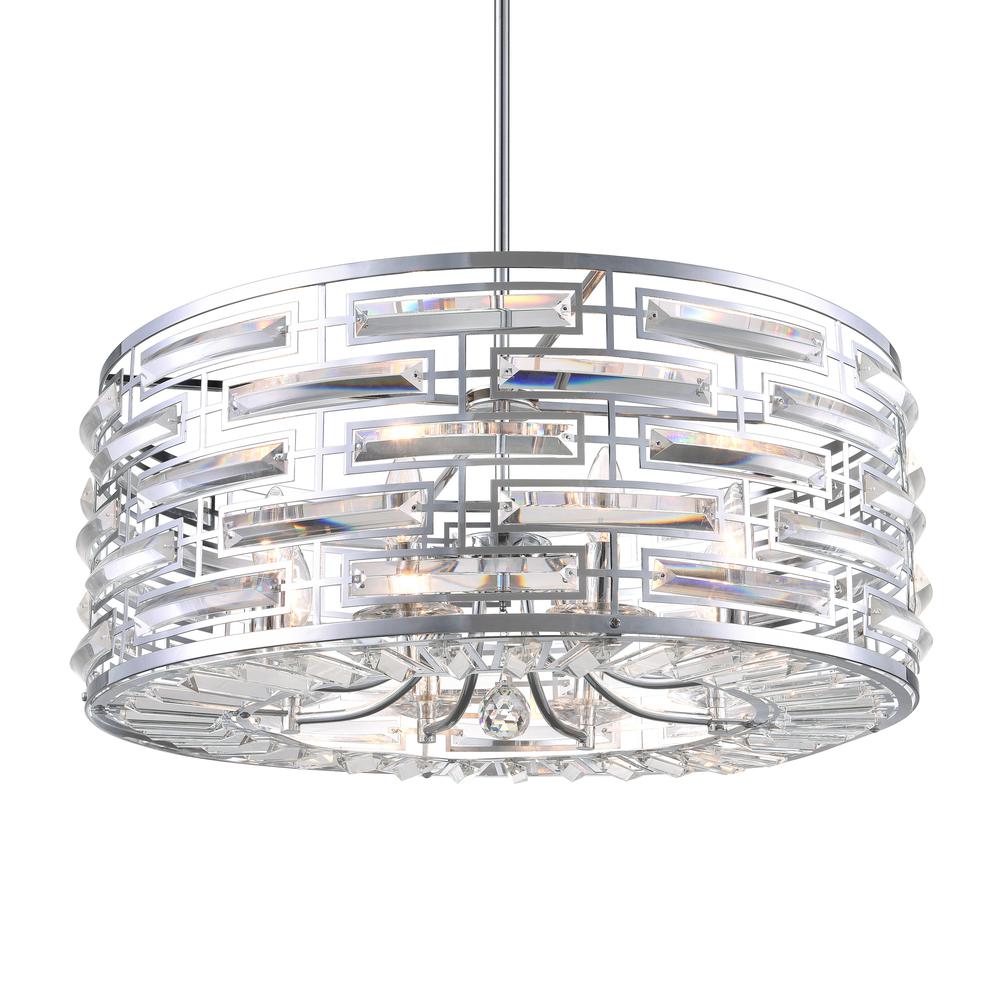 Petia 8 Light Drum Shade Chandelier With Chrome Finish. Picture 1