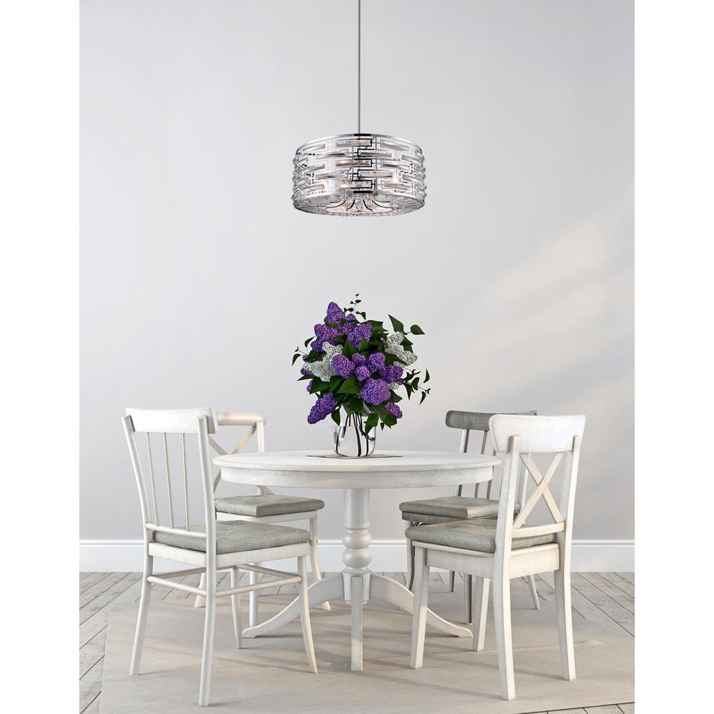 Petia 8 Light Drum Shade Chandelier With Chrome Finish. Picture 5