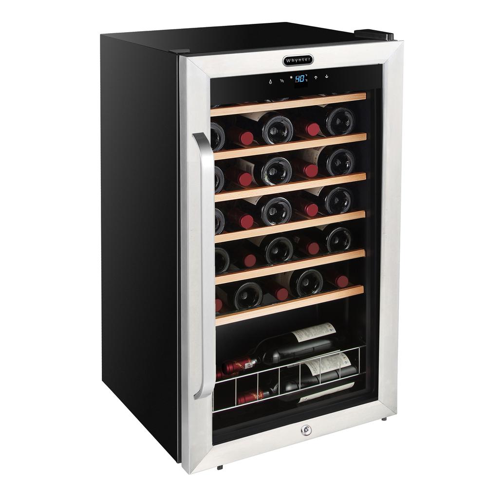 34 Bottle Freestanding Stainless Steel Wine Refrigerator with Display Shelf. Picture 5