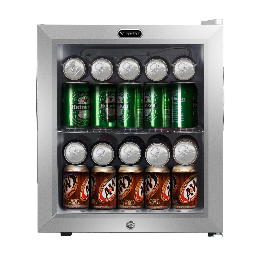 Beverage Refrigerator With Lock – Stainless Steel 62 Can Capacity. Picture 1