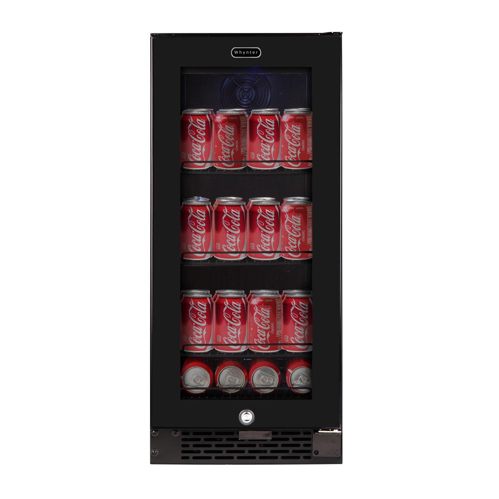 Built-in Black Glass 80-can capacity 3.4 cu ft. Beverage Refrigerator. Picture 1