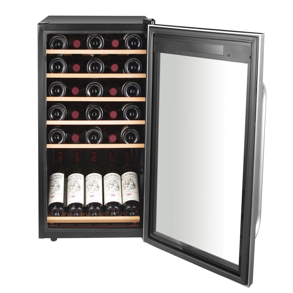 34 Bottle Freestanding Stainless Steel Wine Refrigerator with Display Shelf. Picture 4