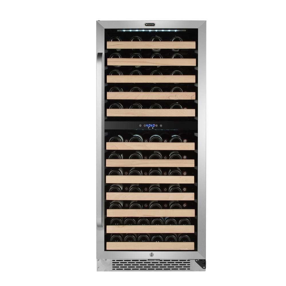 92 Bottle Built-in Stainless Steel Dual Zone Compressor Wine Refrigerator. Picture 1