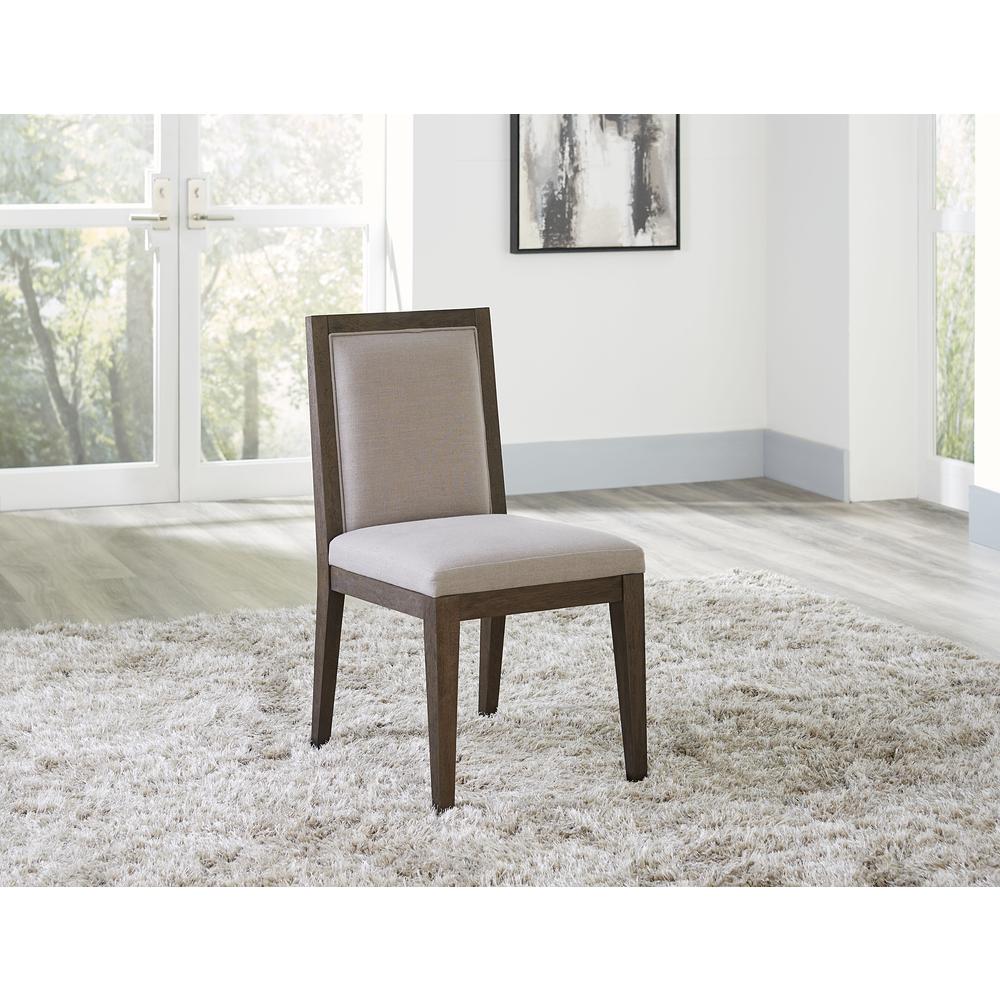 Modesto Wood Frame Upholstered Side Chair in Koala Linen and French Roast. Picture 1