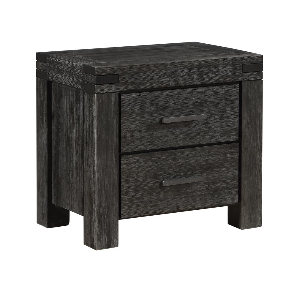 Meadow Solid Wood Two Drawer Nightstand in Graphite. Picture 3