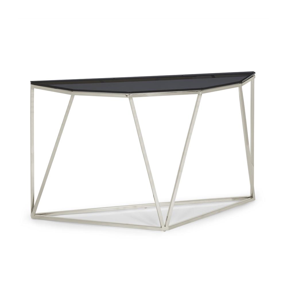Aria Smoked Glass and Polished Stainless Steel Console Table. Picture 6