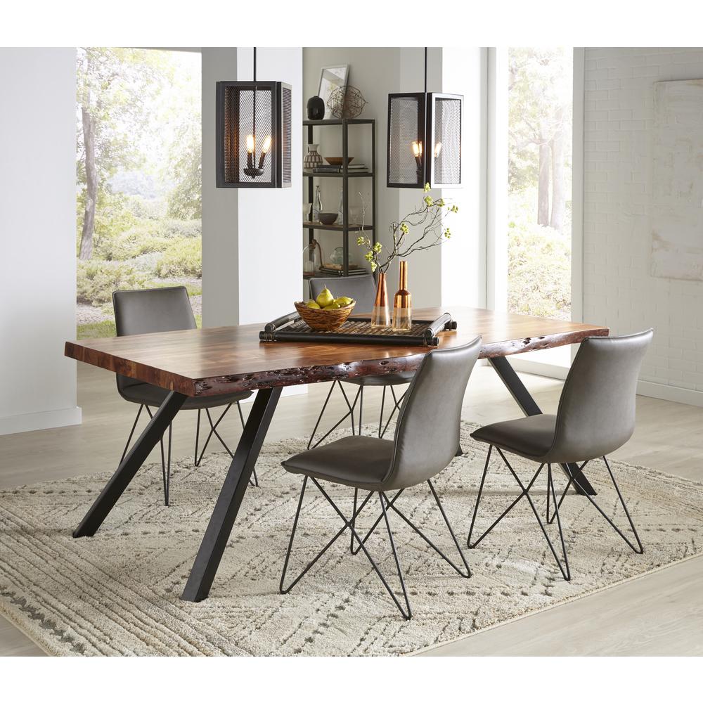 Reese Live Edge Solid Wood Metal Leg Dining Table in Natural Acacia. Picture 2