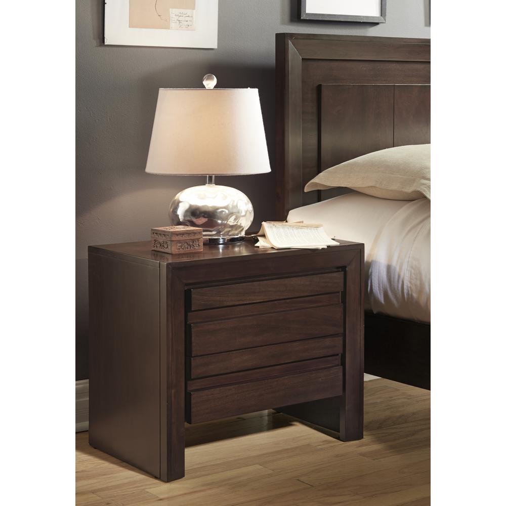 Element Charging Station Nightstand in Chocolate Brown. Picture 1