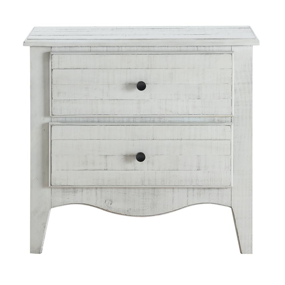 Ella Solid Wood Two Drawer Nightstand in White Wash. Picture 5