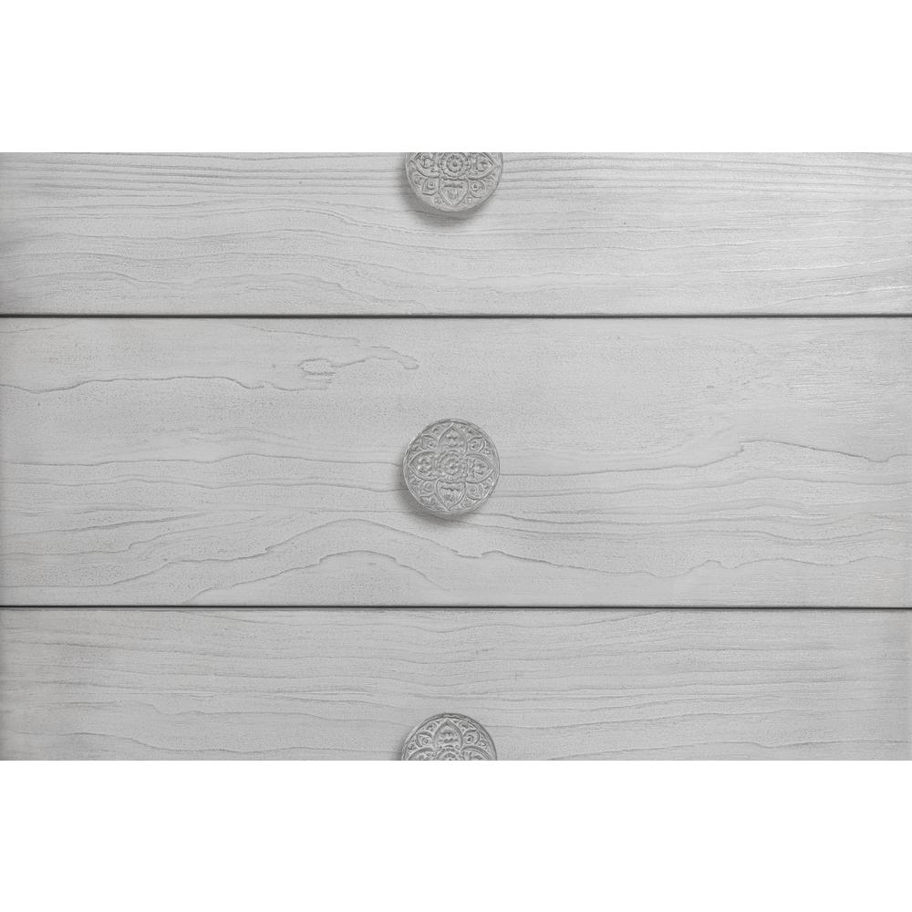 Boho Chic Five-Drawer Chest in Washed White (2024). Picture 5