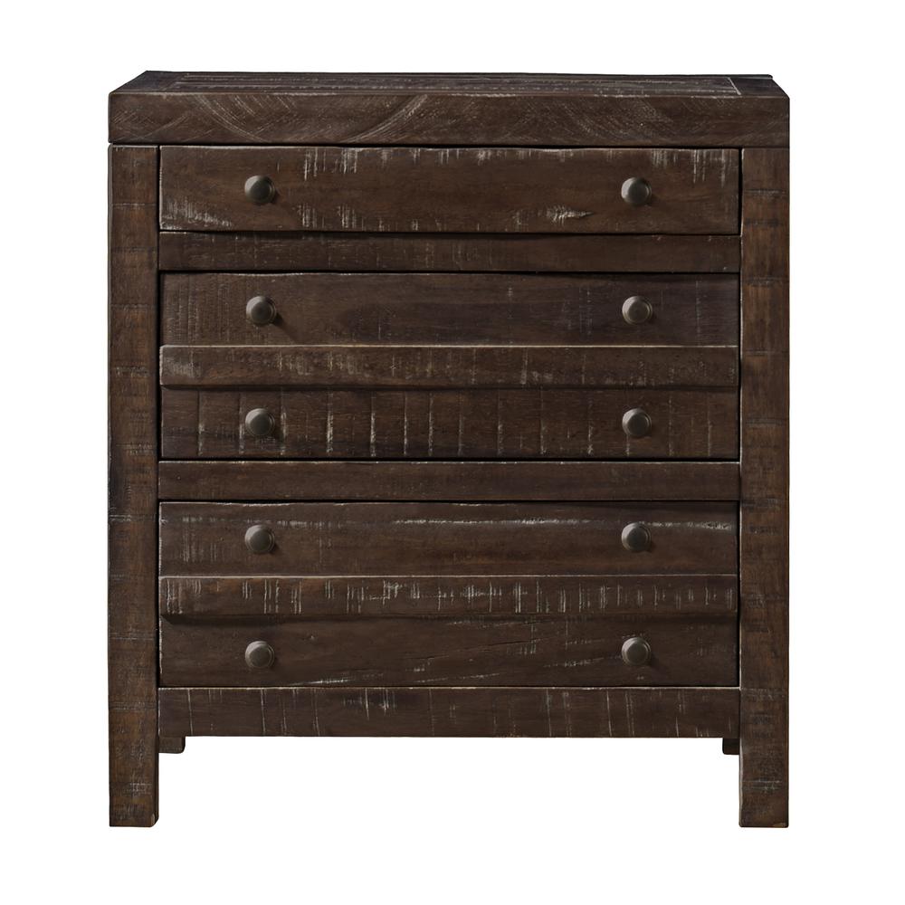 Townsend Three Drawer Solid Wood Nightstand in Java. Picture 3