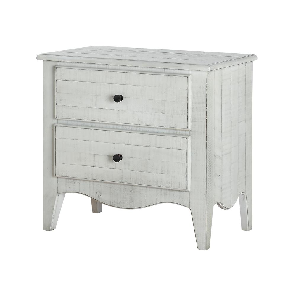 Ella Solid Wood Two Drawer Nightstand in White Wash. Picture 4