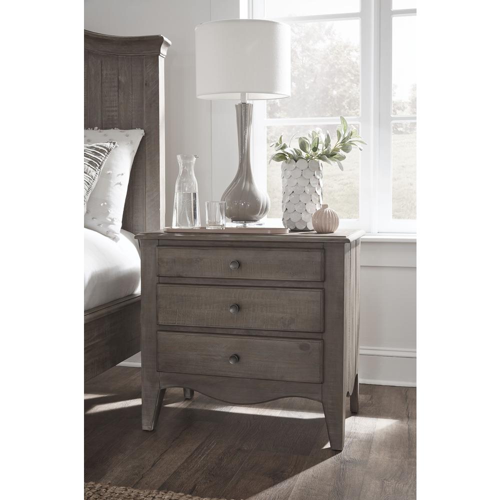 Ella Three-Drawer Nightstand in Camel. Picture 1
