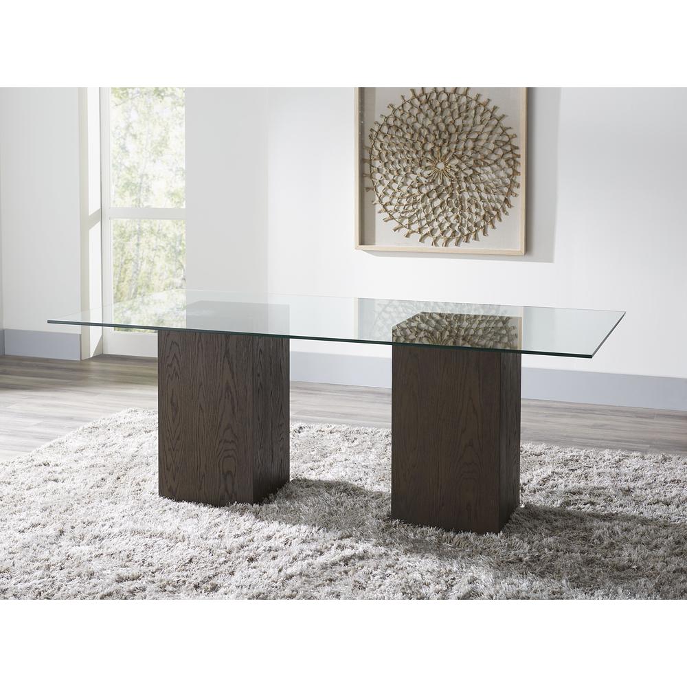 Modesto Rectangular Glass Table in French Roast. Picture 1