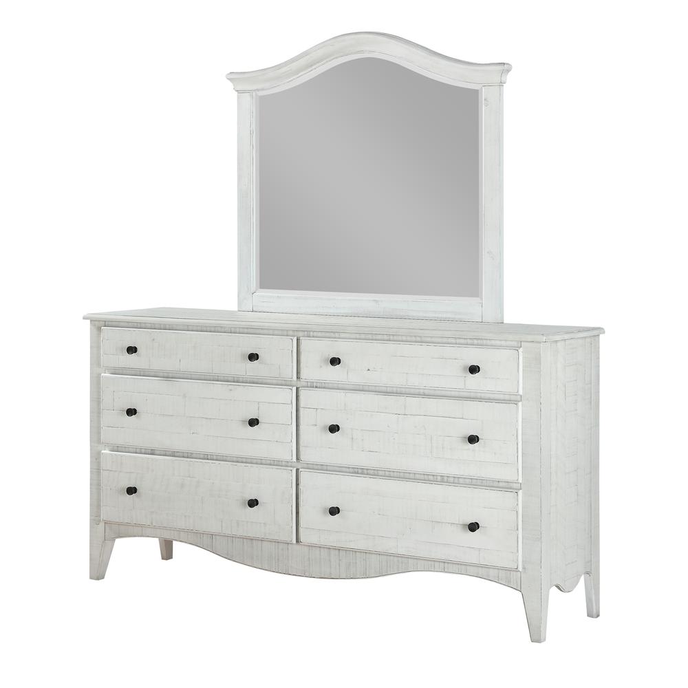 Ella Solid Wood Six Drawer Dresser in White Wash (2024). Picture 5