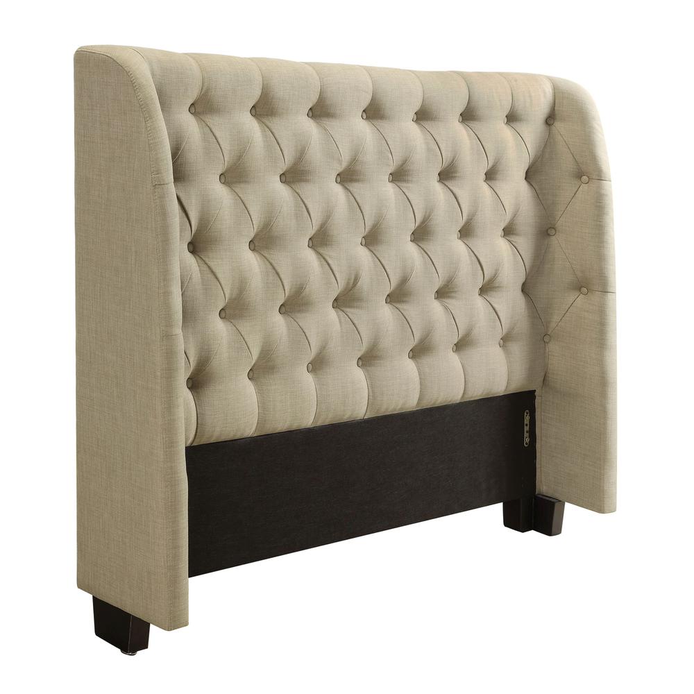 Levi Wingback Upholstered Headboard in Toast Linen. Picture 4