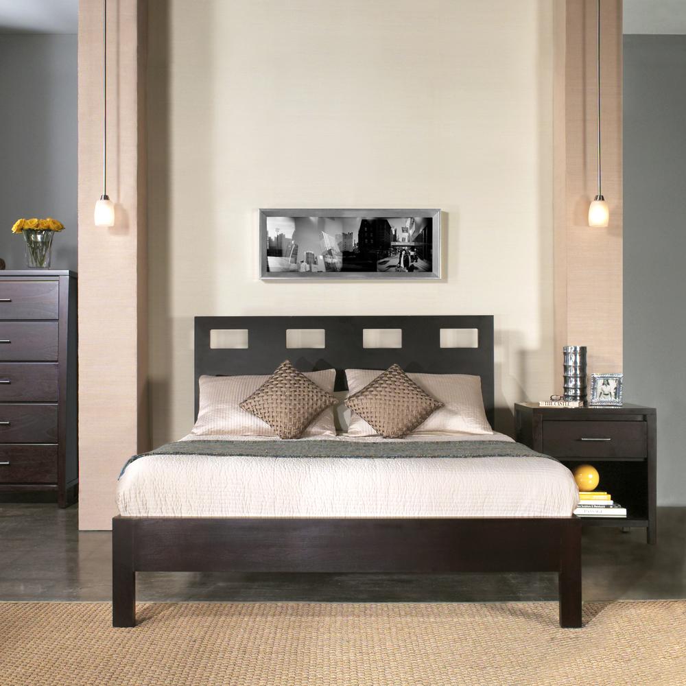 Riva Wood Platform Bed in Espresso. Picture 1