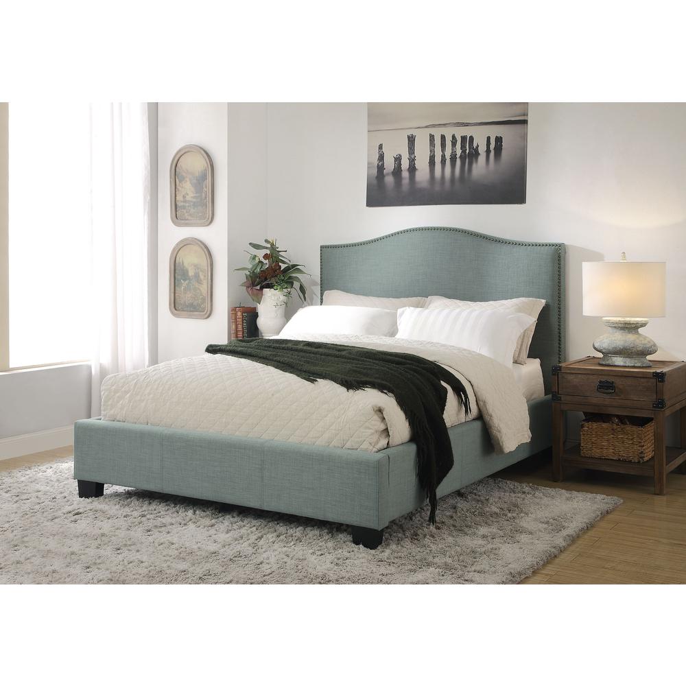 Ariana Upholstered Footboard Storage Bed in Bluebird. Picture 1
