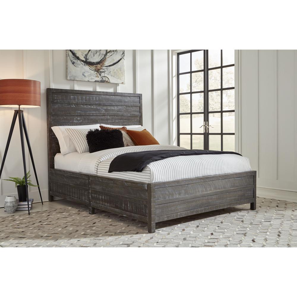 Townsend Solid Wood Low-Profile Bed in Gunmetal. Picture 1