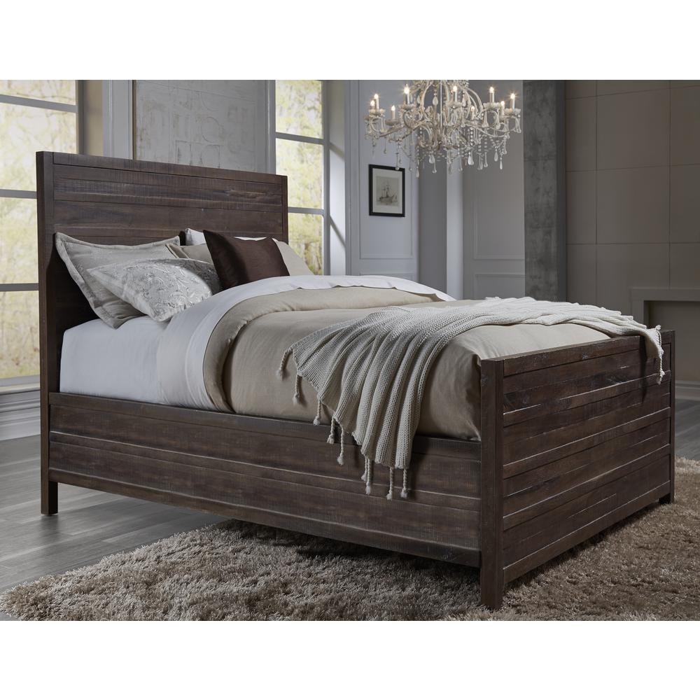 Townsend Solid Wood Panel Bed in Java. Picture 1