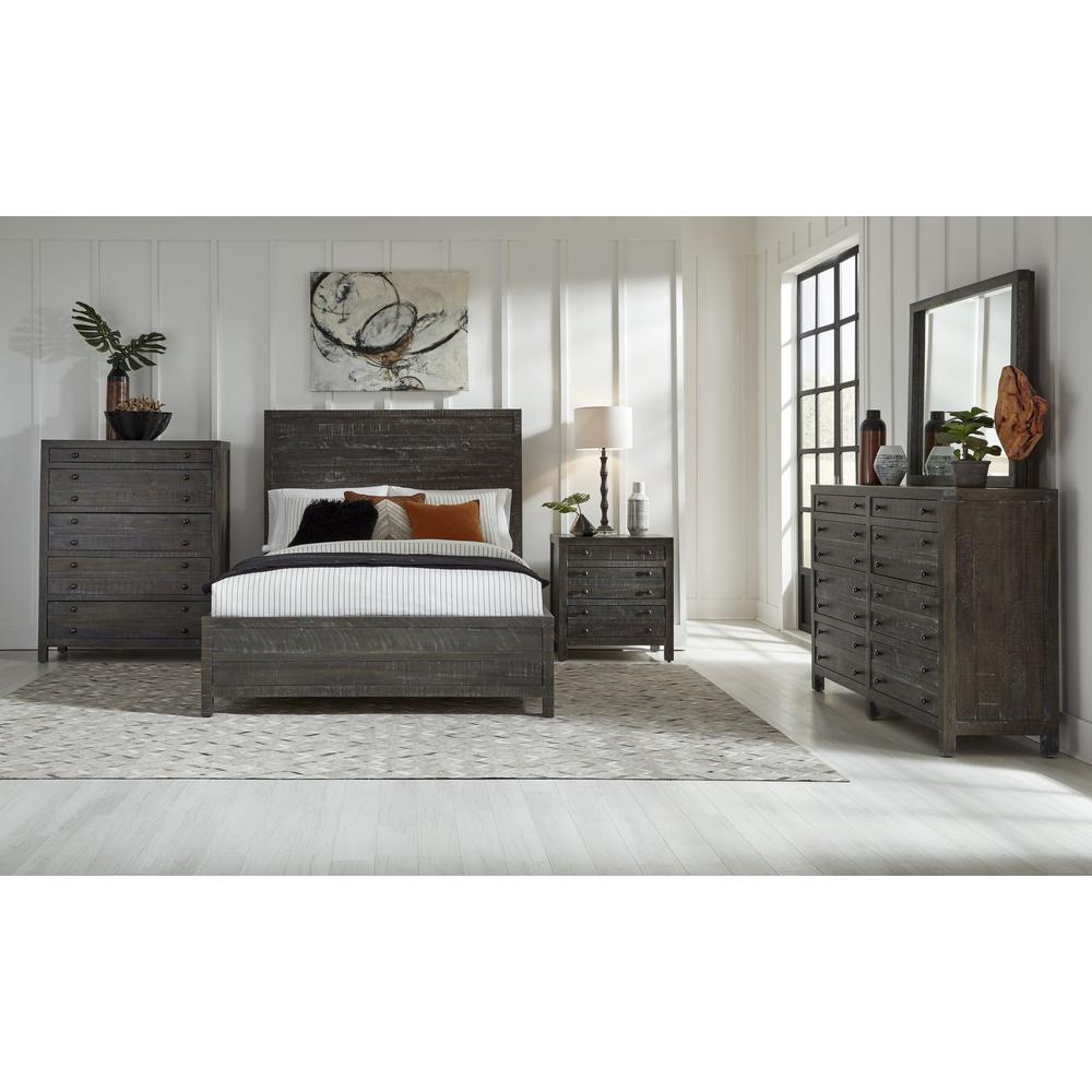 Townsend Solid Wood Low-Profile Bed in Gunmetal. Picture 2