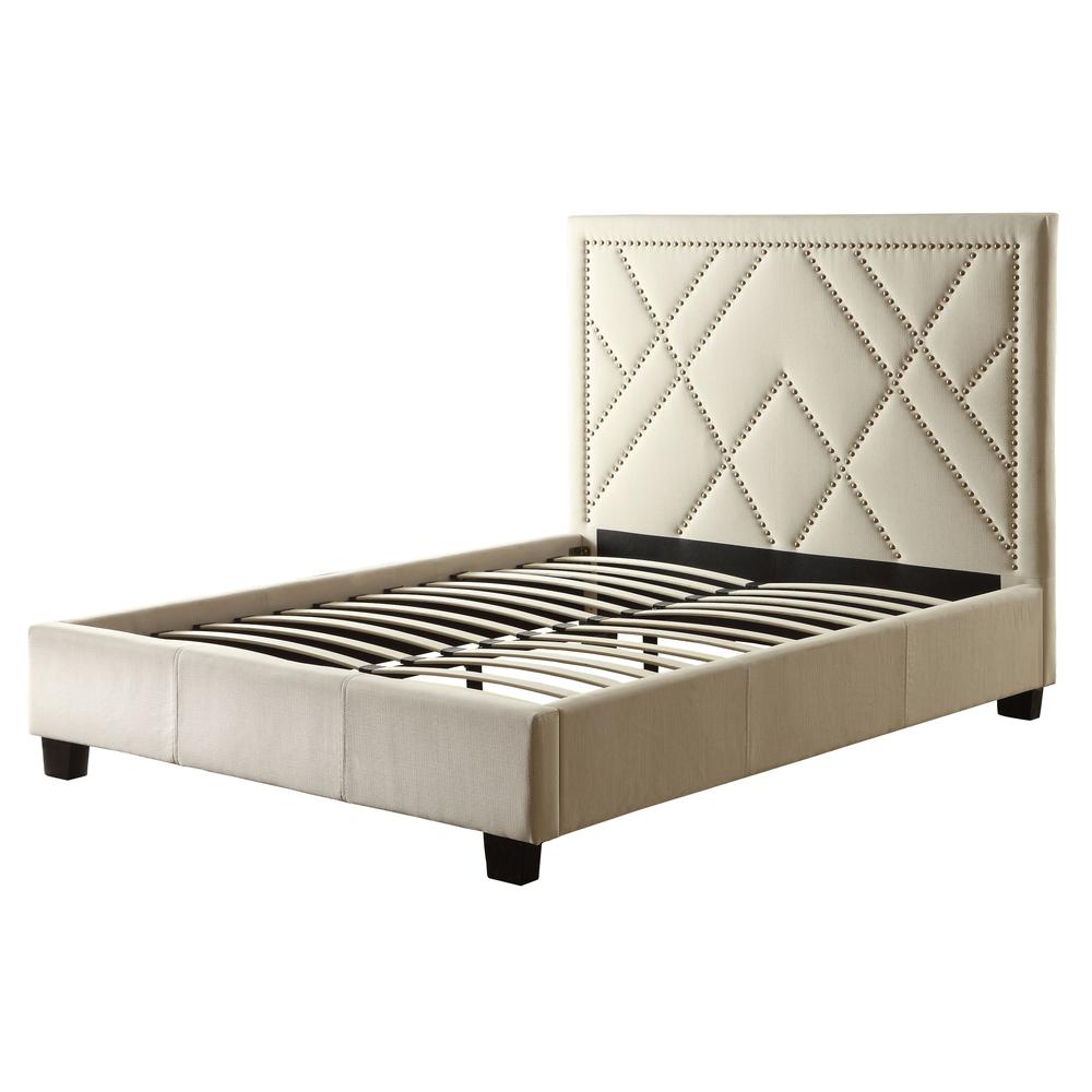 Vienne Nailhead Upholstered Platform Bed in Powder. Picture 5