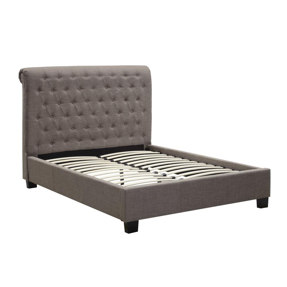 Royal Tufted Platform Bed in Dolphin Linen. Picture 1