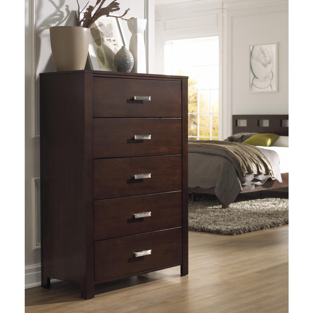 Riva Five Drawer Chest in Chocolate Brown (2024). Picture 1