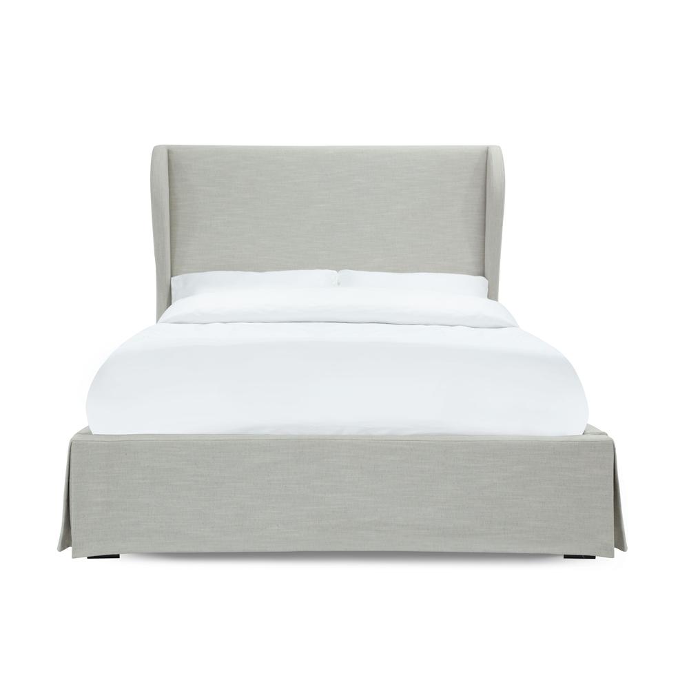 Hera Upholstered Skirted Panel Bed in Oatmeal. Picture 5