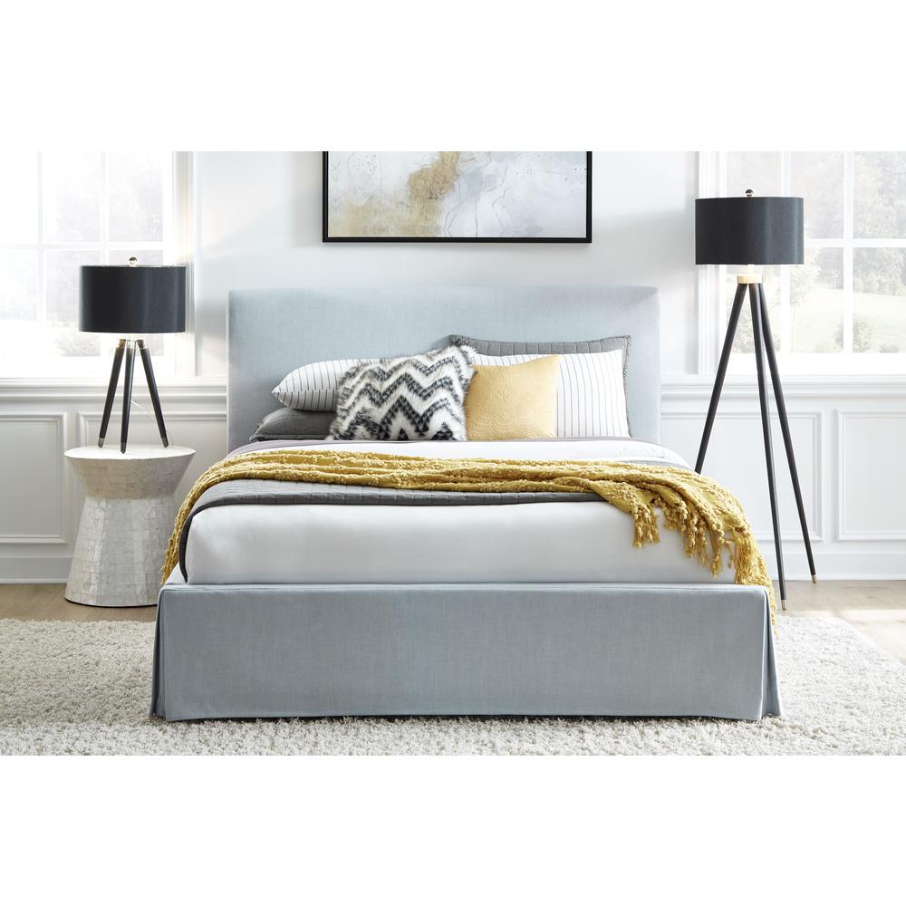 Shelby Skirted Footboard Storage Panel Bed in Sky. Picture 1