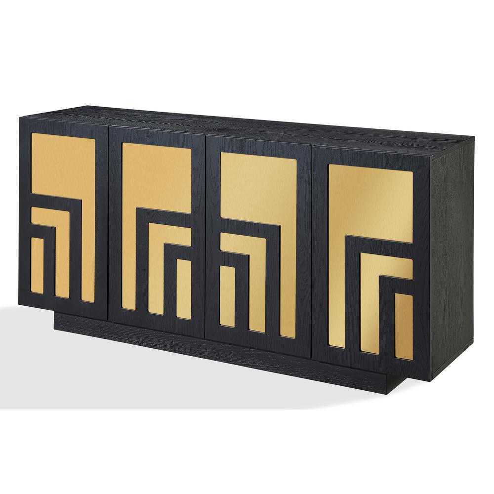 Doheny Wood and Metal  Two Door Sideboard in Black and Brass. Picture 4