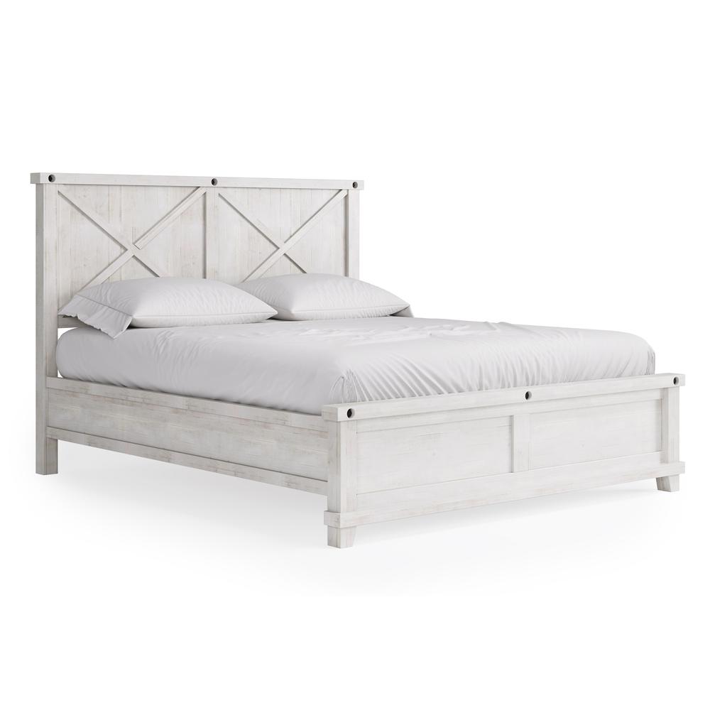 Yosemite Solid Wood Panel Bed in Rustic White. Picture 3