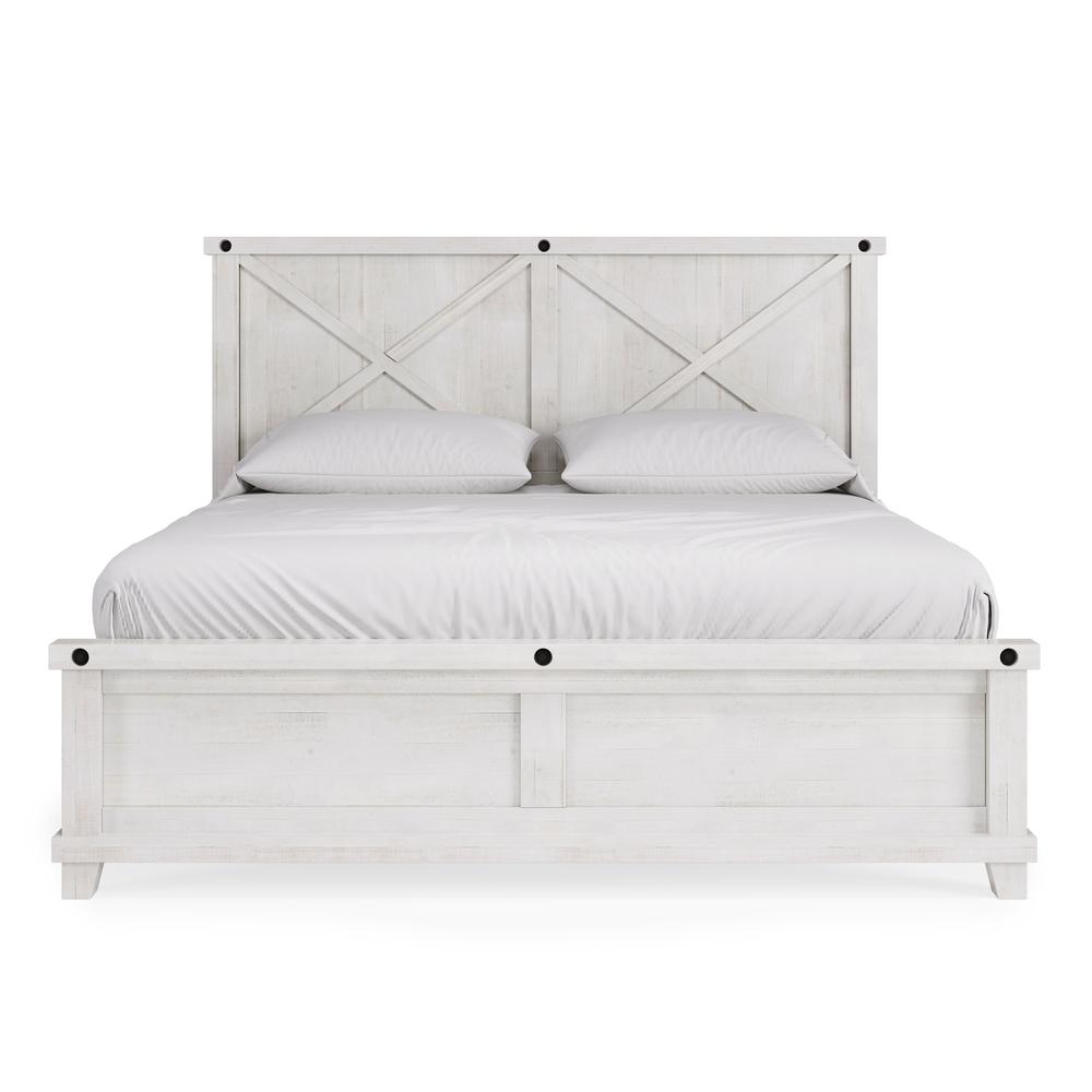 Yosemite Solid Wood Panel Bed in Rustic White. Picture 2