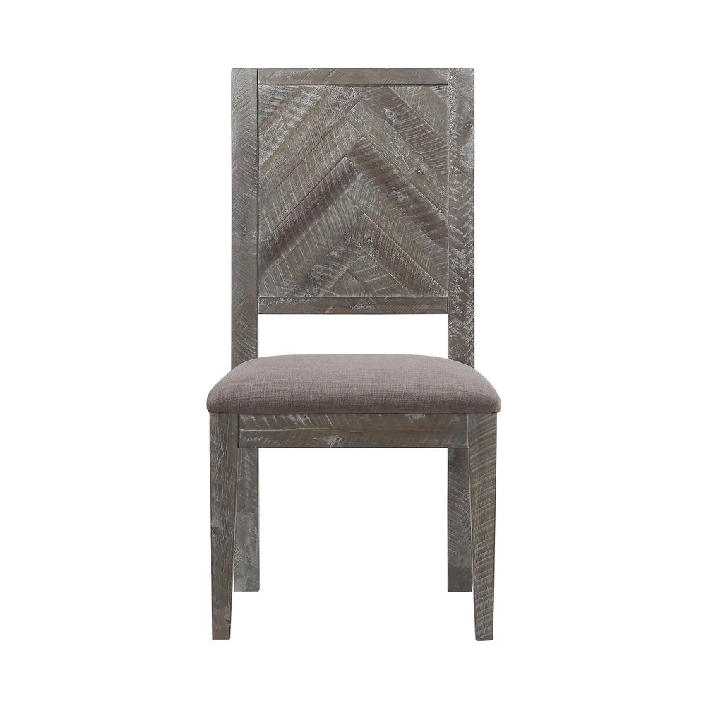 Herringbone Solid Wood Upholstered Dining Chair in Rustic Latte. Picture 3