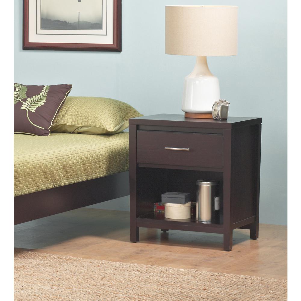 Nevis One Drawer Nightstand in Espresso. Picture 13