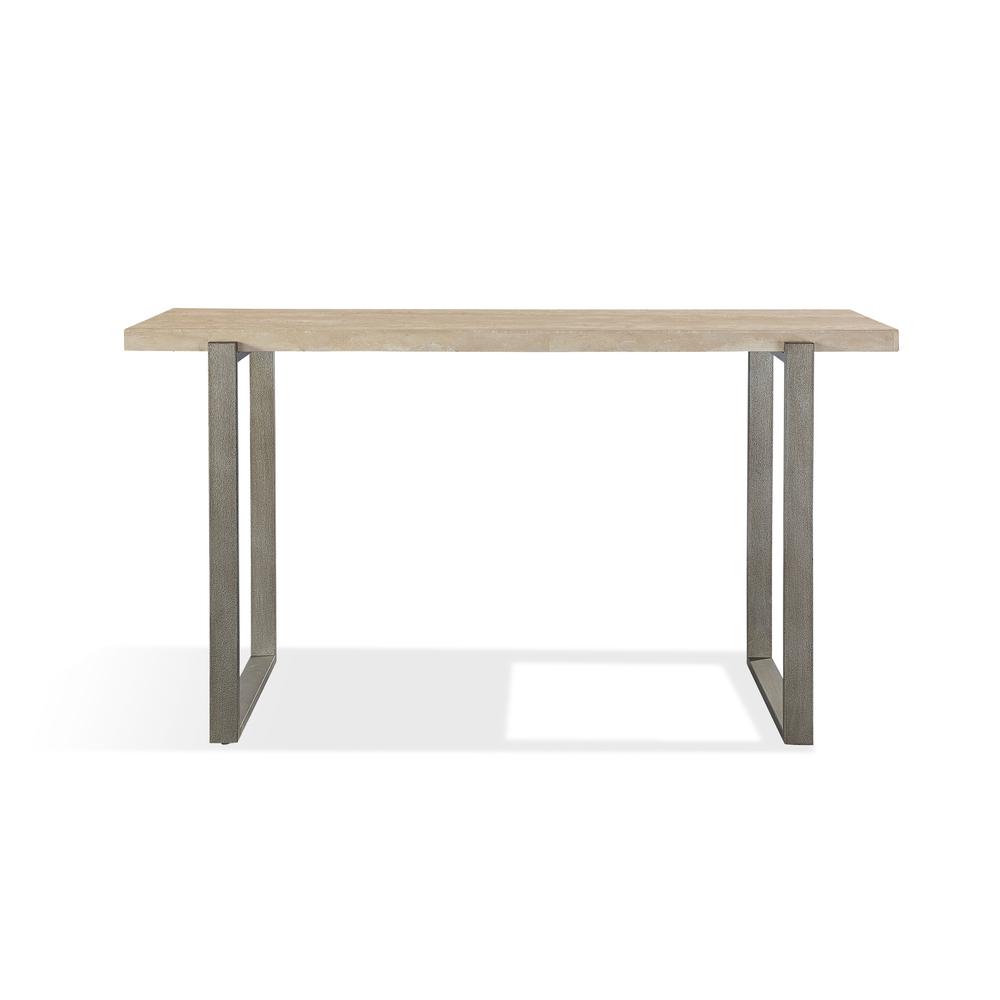 Ariela Natural Travertine Console Table with Bronze Metal Base. Picture 6
